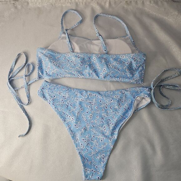 Blue & white Floral Bikini Sz M - Picture 4 of 5